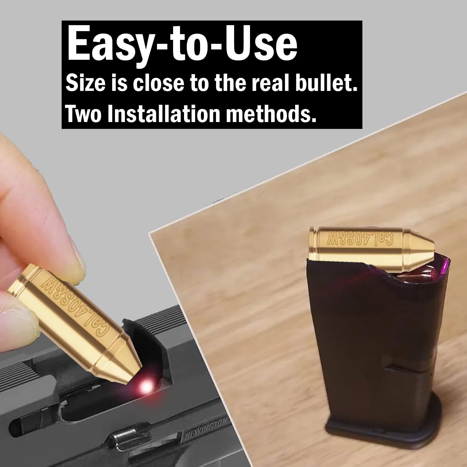 Gothic Tactical Red Laser Bore Sight Cal .40 Brass Boresighter Cartridge for Smith & Wesson - Perfect for Handgun & Rifle Zeroing at Range or Home Practice
