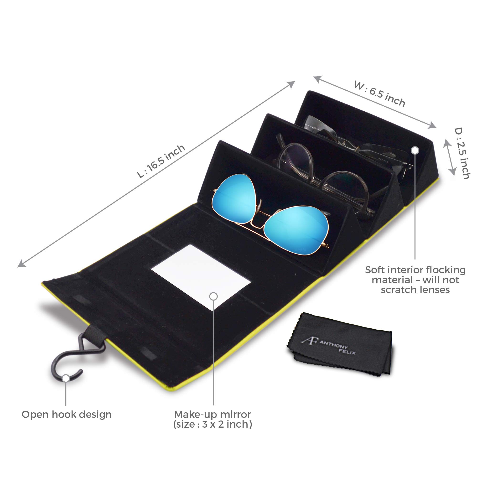 3-Pair Sunglasses Travel Case - Durable Sunglasses Organizer for Men & Women - Perfect for Airplane, Car, and Beach Travel Accessories