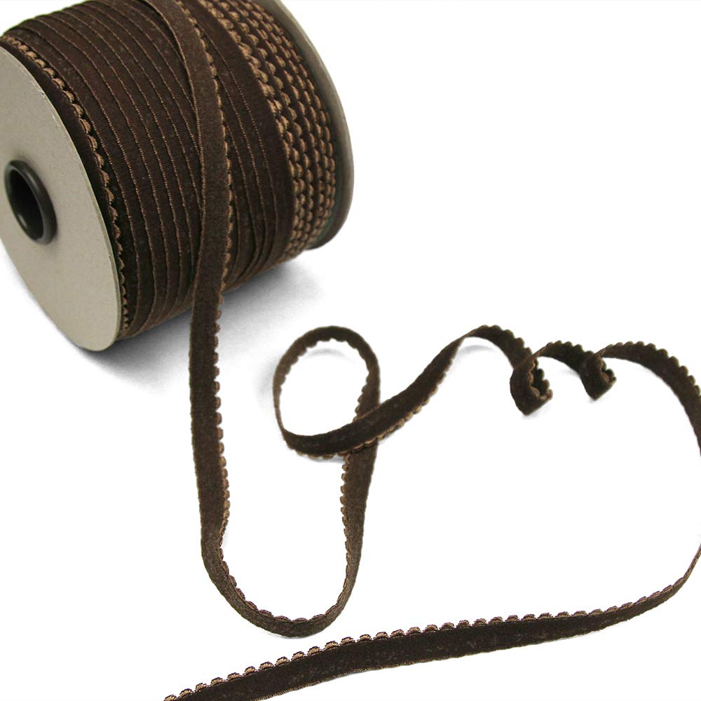LYRA 11 Picot-Edge Plush Lingerie Elastic - 5 Yards, Dark Chocolate Brown - Made in Italy for Lingerie & Sewing Projects