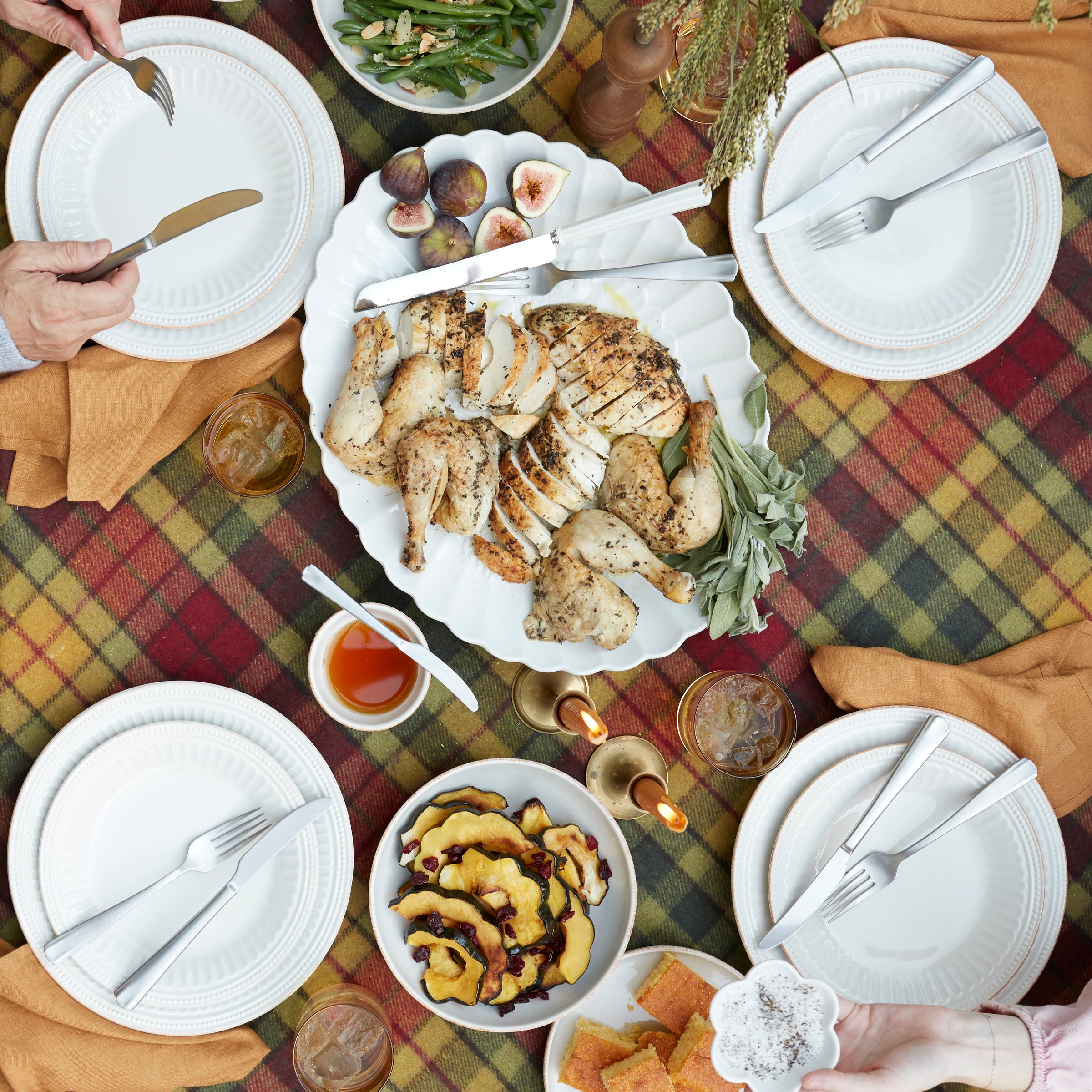 French Pearl Groove 12-Piece Dinnerware Set - Elegant Tableware for Formal Dining, Dinner Parties & Special Occasions