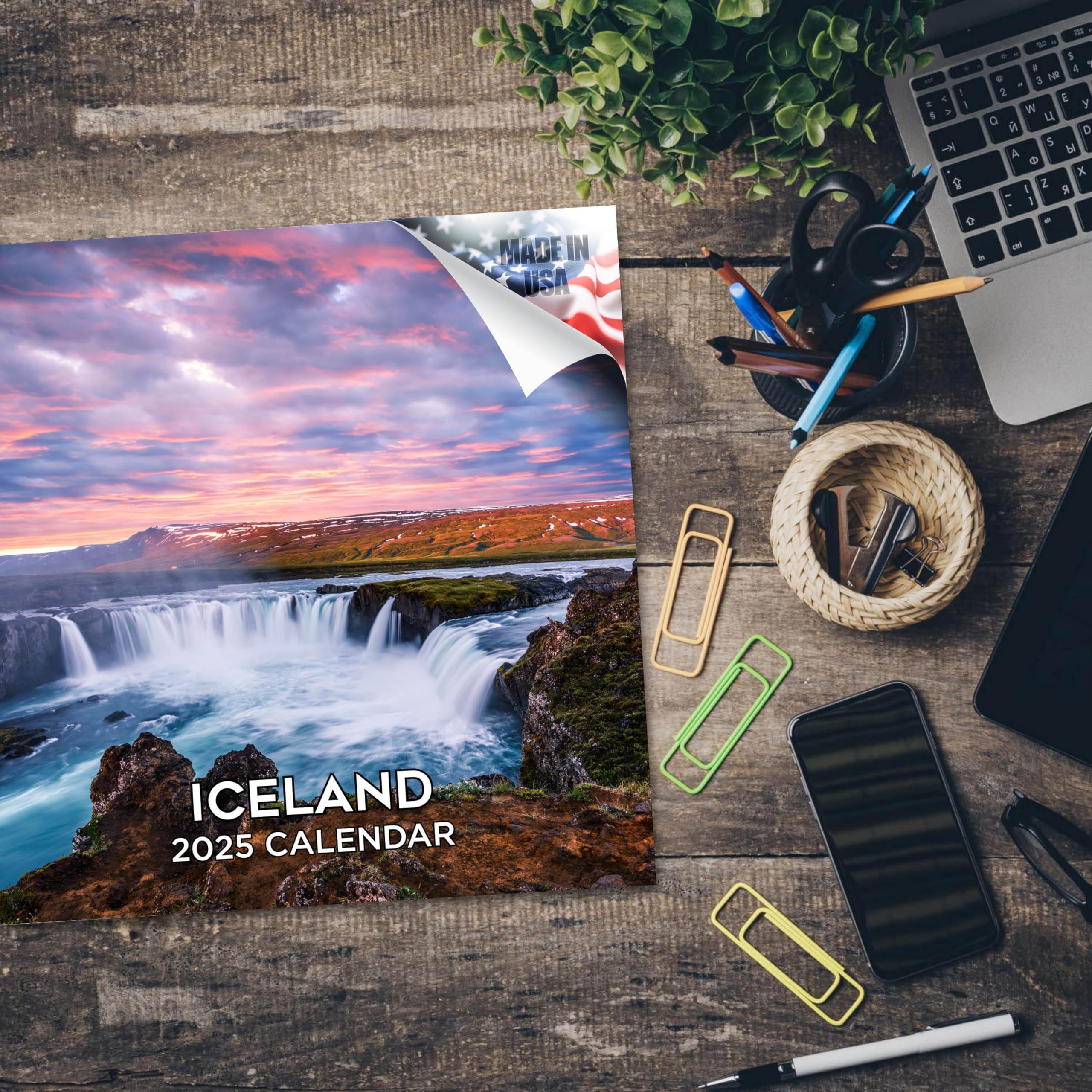 2024-2025 Iceland Monthly Wall Calendar with Nordic Travel Design - 12