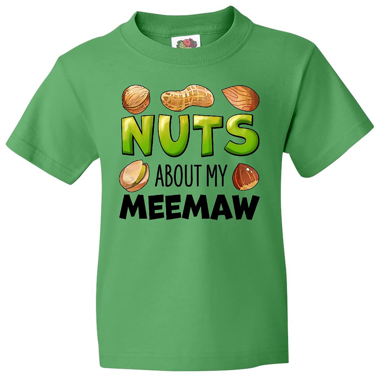 Inktastic 'Nuts About My Meemaw' Peanut Almond Pistachio Graphic Youth T-Shirt - Funny Family Gifts for Grandmothers Day & Casual Wear