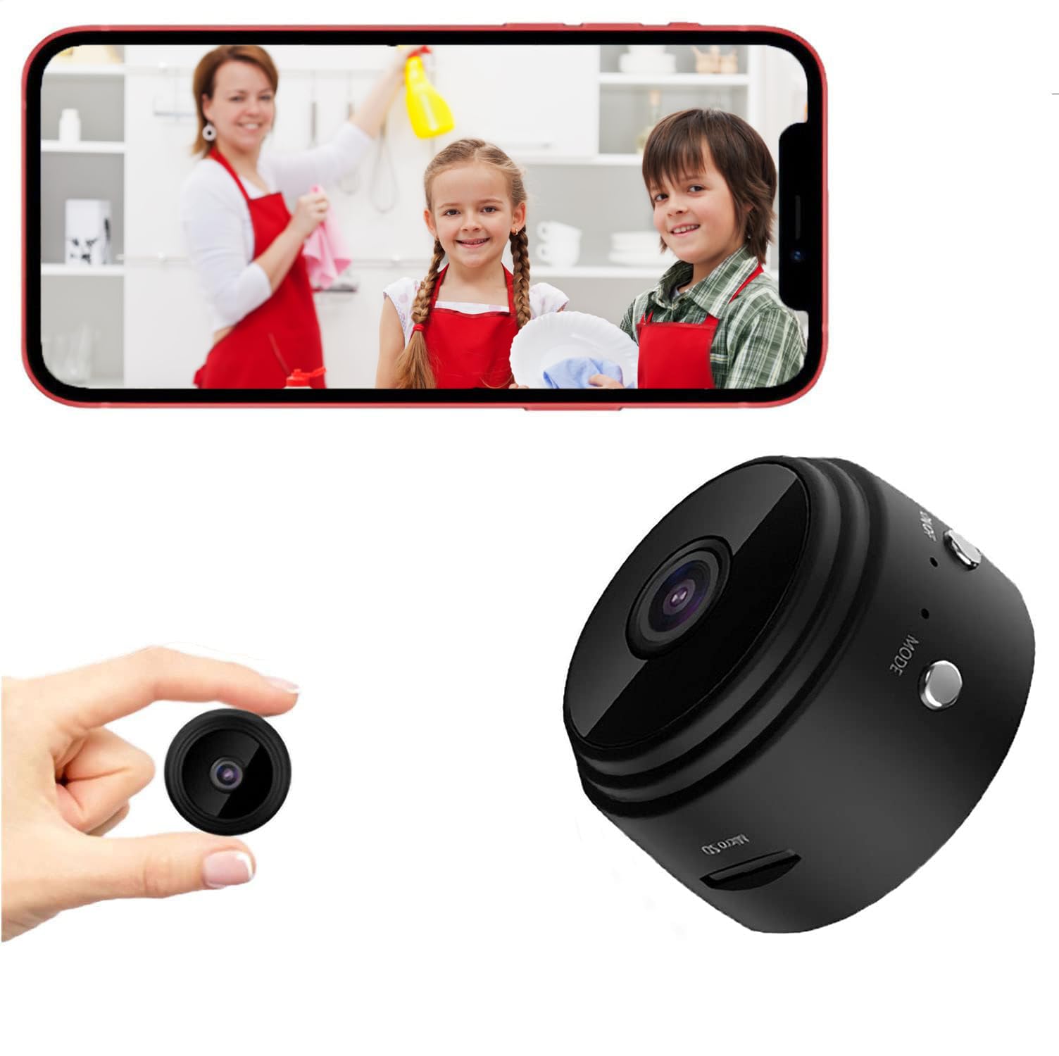 Senri Mini Hidden Camera - 1080P HD WiFi Portable Nanny Cam | Home Security Surveillance & Baby Monitor | Indoor/Outdoor Use for Pets & Home Protection | Perfect for Nursery, Living Room & Backyard Monitoring