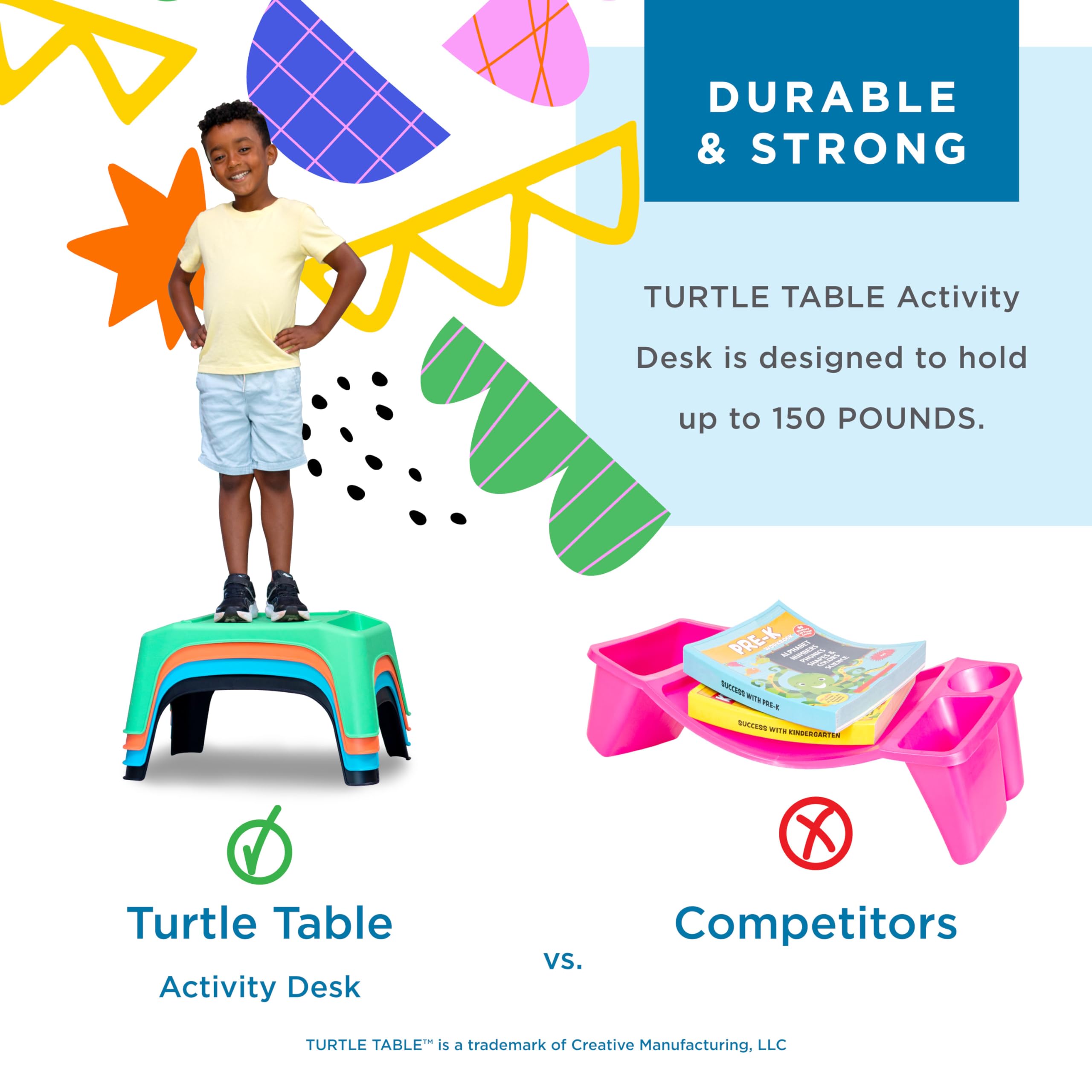 LapGear Turtle Table Kids Activity Lap Desk with Storage Compartments for Snacks, Toys & School Supplies - Purple (Style 20102) | Portable Study & Play Tray for Home, Classroom & Travel