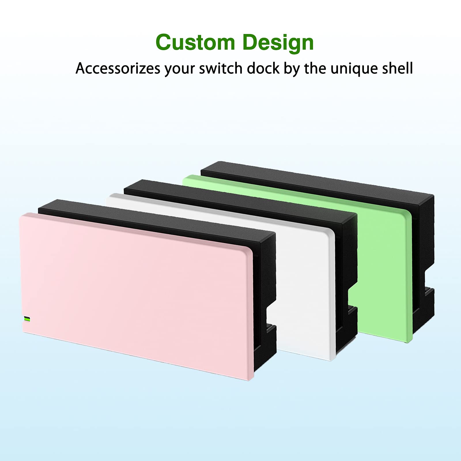 Custom Faceplate Cover for Nintendo Switch Charging Dock - Hard PC Slim Shell Anti-Scratch Protection, No Screwdriver Installation (Green) - Perfect for NS Docking Station Protection & Style Upgrade