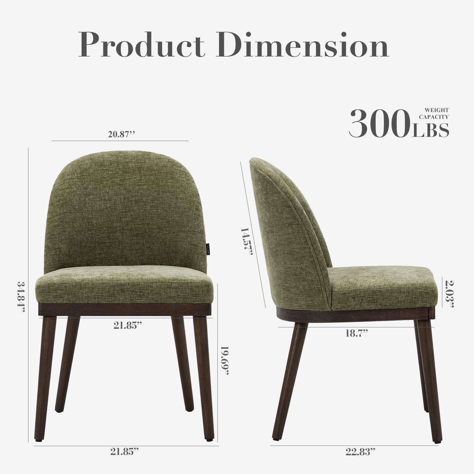 COLAMY Set of 4 Upholstered Dining Chairs - Modern Wooden Kitchen Chairs with Curved Backrest & Fabric Seat, Green - Perfect for Dining Room, Kitchen, and Breakfast Nook