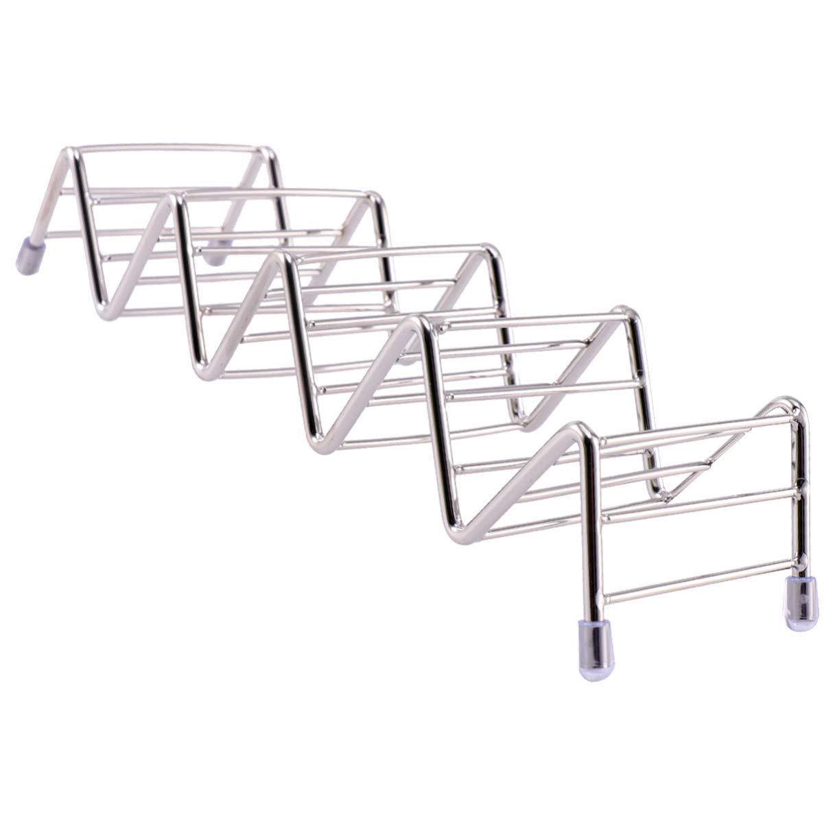 Cabilock Roll Taco Holder Stand - 3-Pack Stainless Steel Taco Rack for Mexican Pancakes, Tortillas & Wraps - Perfect for Parties, BBQs & Taco Tuesday Dinner