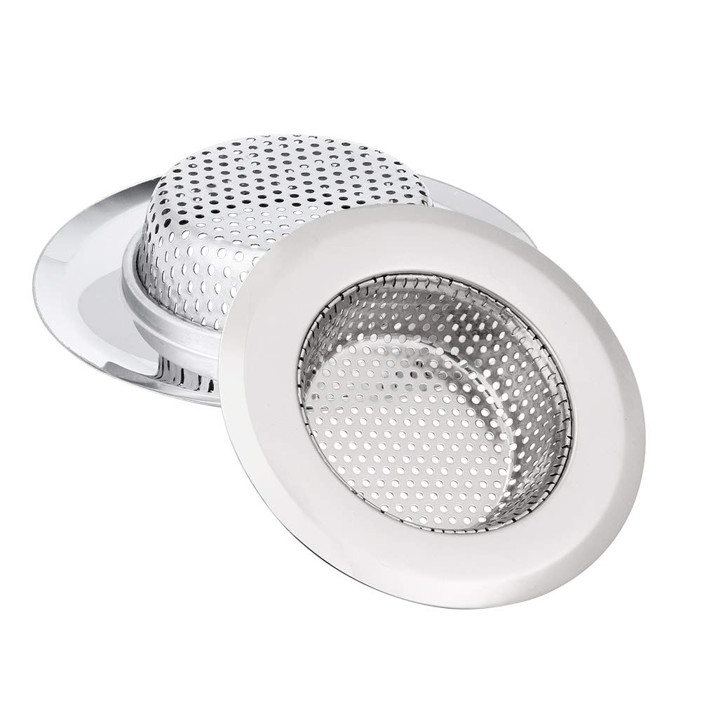 Stainless Steel Kitchen Sink Drain Strainer - 2 Pack Anti-Clog Sink Stopper for 3.5