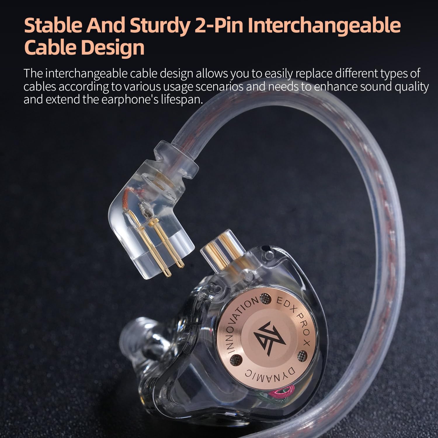 KZ EDX PRO X HiFi In-Ear Monitor Earbuds - High Resolution Sports Earphones with 0.75mm Detachable Cable, Powerful Bass for Audiophiles (Crystal Clear, No Mic) - Perfect for Gym, Running, Music Production & Studio Monitoring