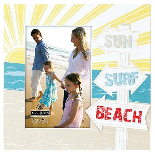 Malden Surf Sun Beach Picture Frame - Premium Wooden Photo Frame for Coastal Decor, Beach House, Vacation Memories & Wall Art