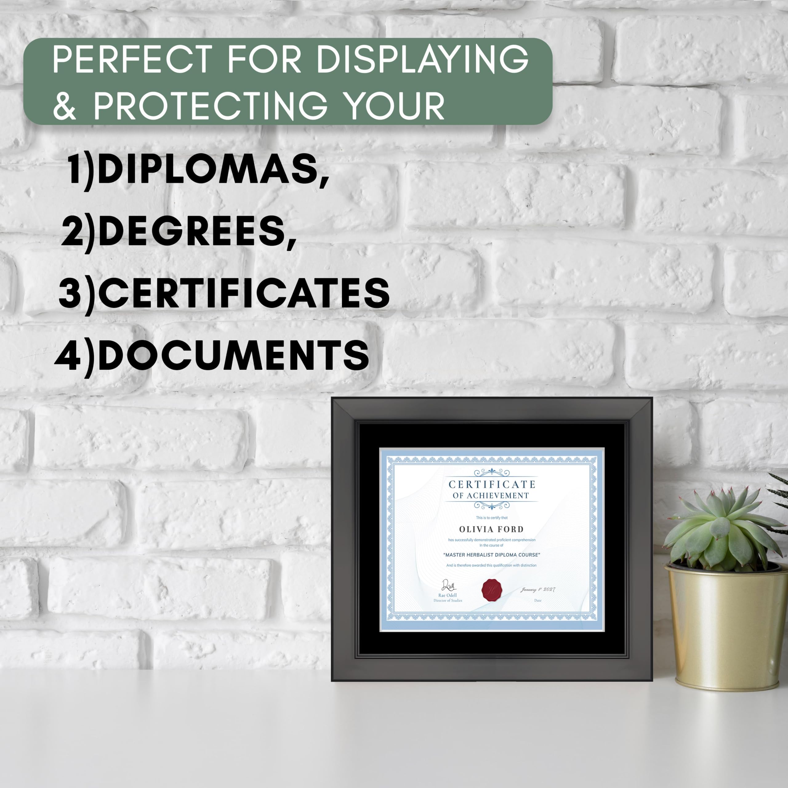 CountryArtHouse 15x18 Inch Black Solid Wood Diploma Frame - Double Mat (Black on White) - Fits 11x14 Diplomas with Mat or 15x18 Without Mat - Shatterproof Acrylic Front & Durable Foam Backing - Perfect for Graduation, Office Decor & Certificate Display
