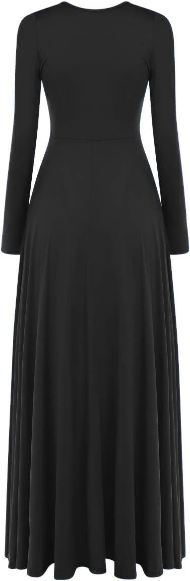 Women's Liturgical Dance Dress - Full Length Church Robe for Modern Praise & Worship - Elegant Lyrical Dance Costume with Headwear - Perfect for Church Performances, Worship Services & Spiritual Dance Events