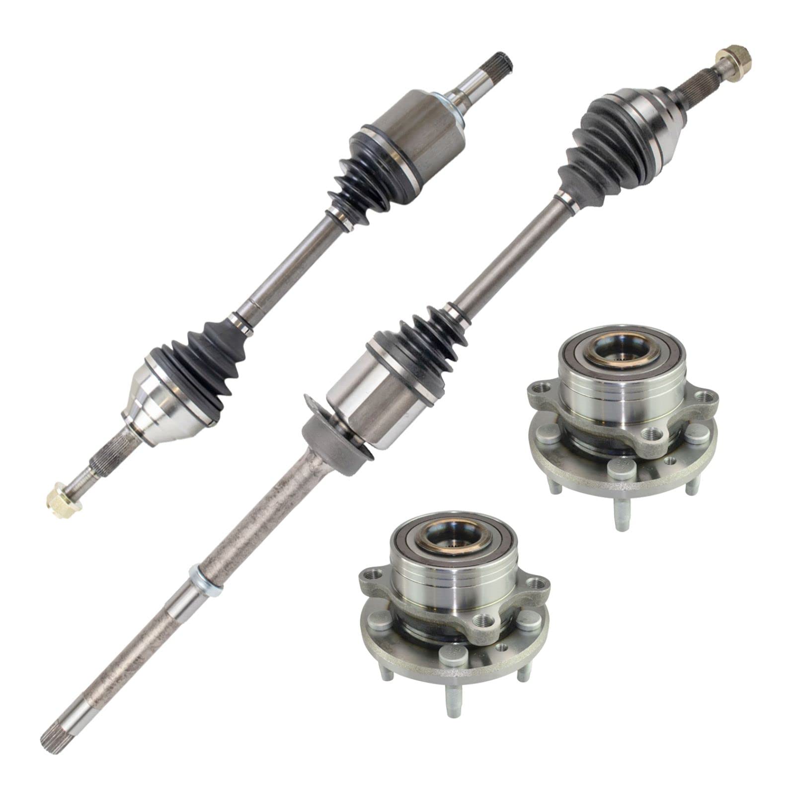 2011-2014 Ford Explorer Front CV Axle Shaft & Wheel Hub Bearing Assembly Kit - Driver & Passenger Side Drivetrain Replacement Parts for Smooth Off-Road & City Driving