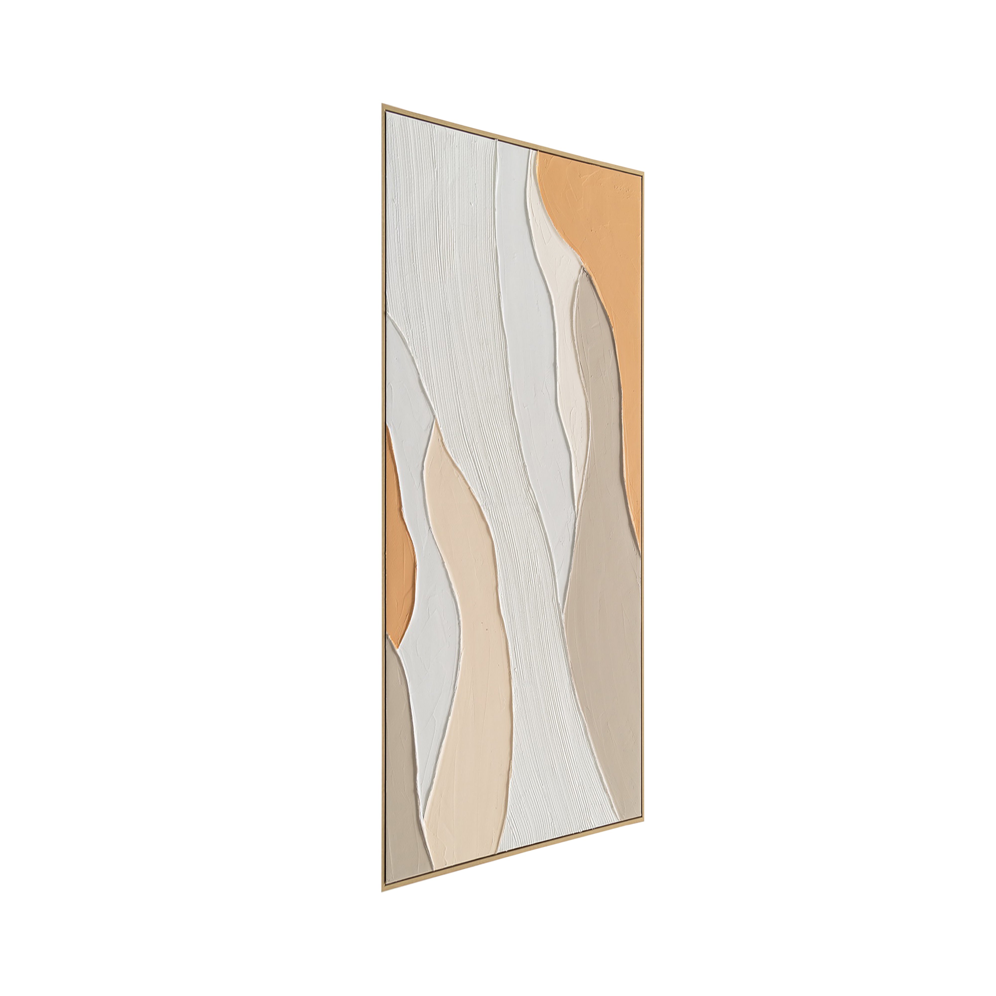 Urban Style Textured Apricot Waves Oil Painting Brushstrokes - Handmade Wall Art for Living Room, Bedroom & Office Decor