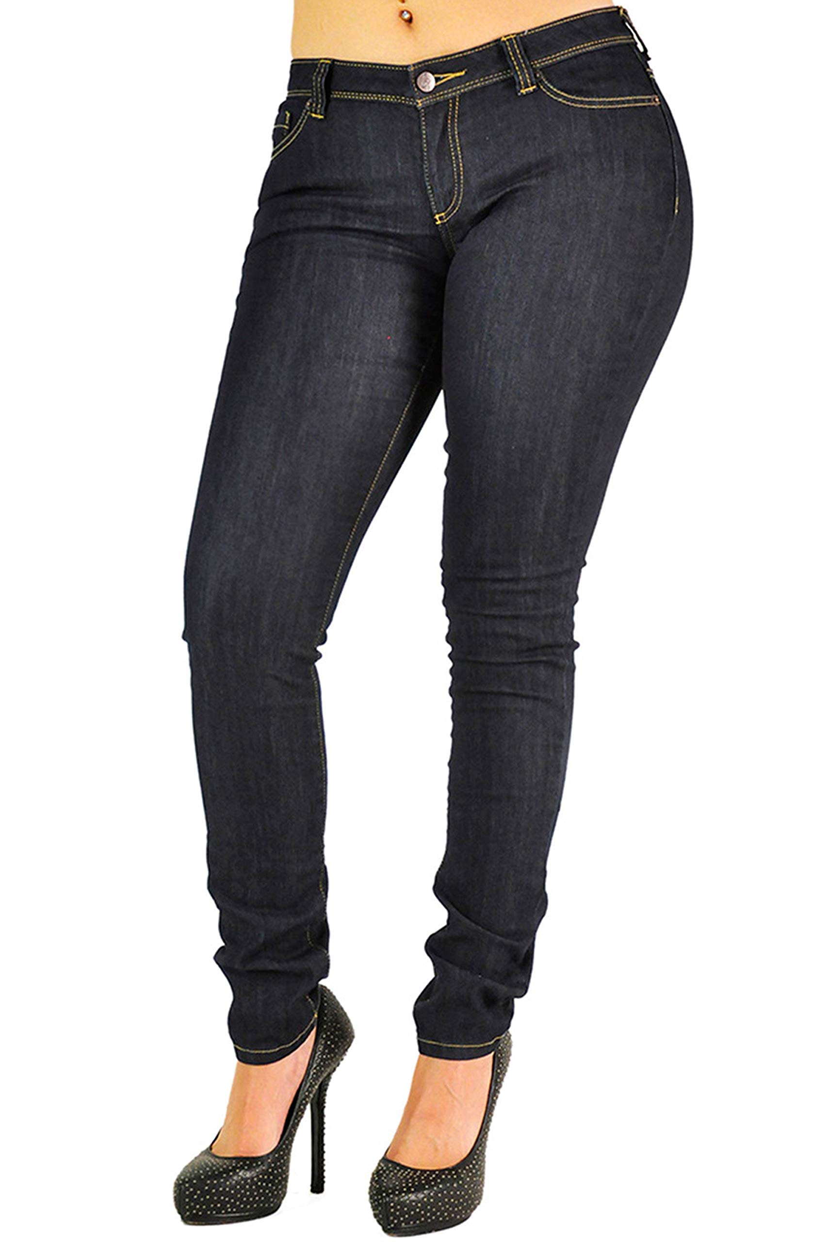 Poetic Justice Women's Curvy Fit Stretch Denim Mid Rise Skinny Jeans - Comfortable & Flattering for Everyday Wear, Work & Casual Outings