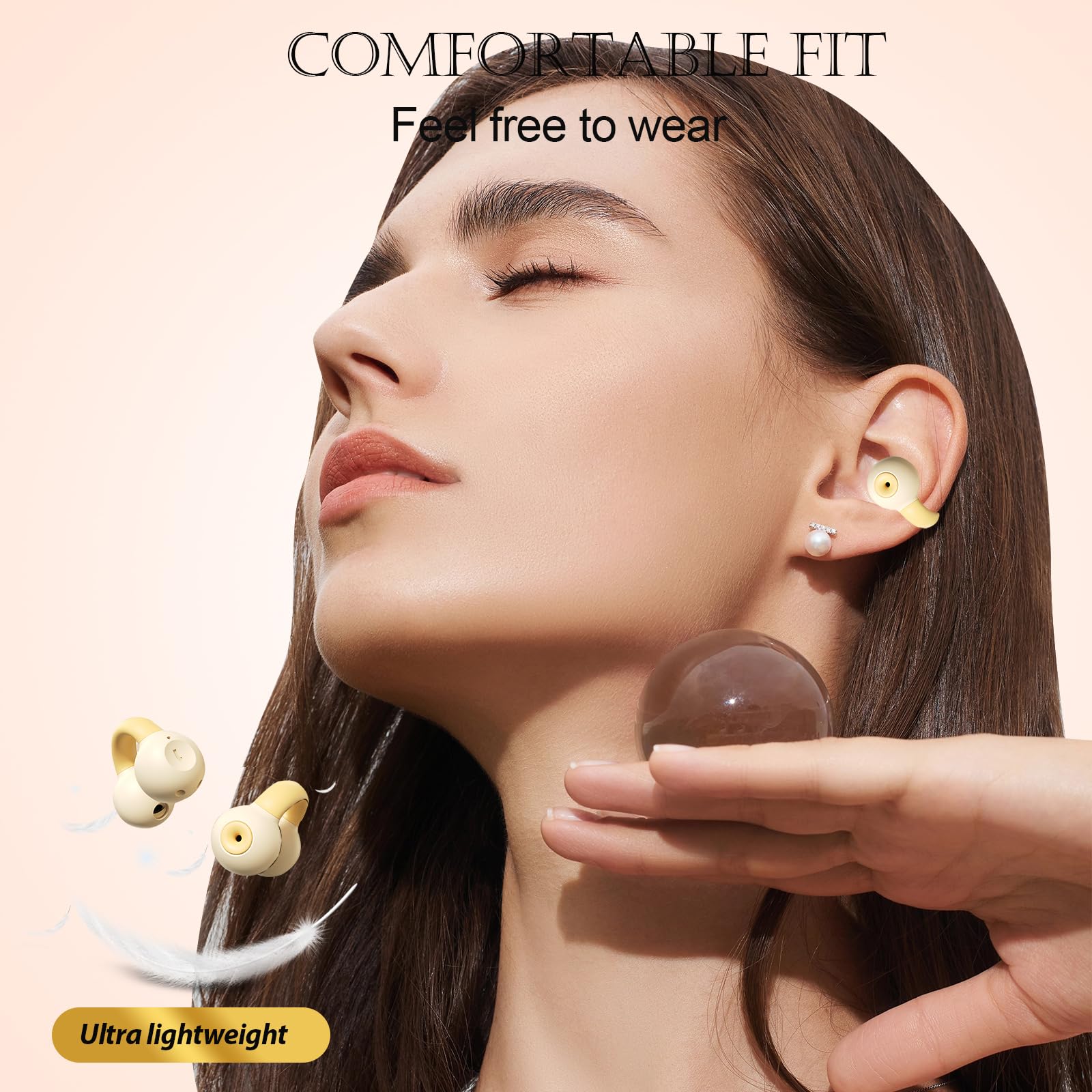 Wireless Bone Conduction Headphones with Bluetooth - Open Ear Clip Earbuds for Running, Cycling & Workouts - Sweatproof & Comfortable for All-Day Use