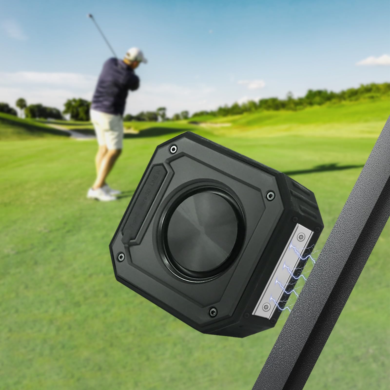 Premium Bluetooth Golf Cart Speaker - IPX7 Waterproof, Strong Bass, Loud Magnetic Wireless Speaker for Golf Carts & Outdoor Adventures | Perfect for Golfing, Beach Parties, Camping & Tailgating