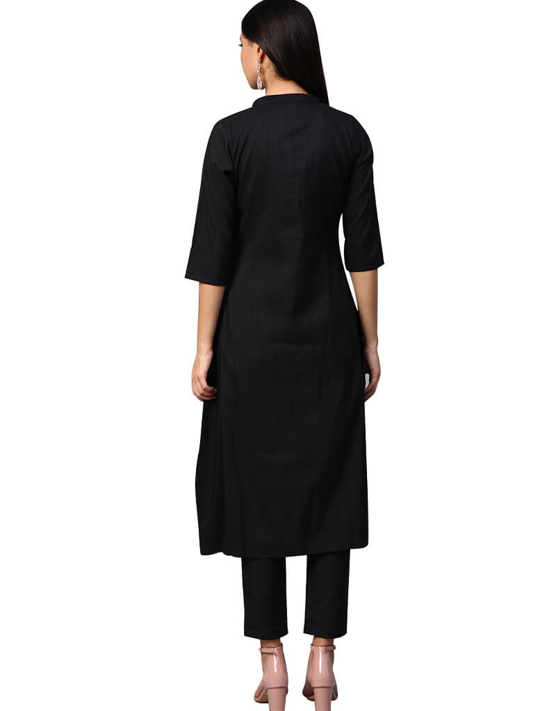 Black Poly Silk Pant Kurti for Women - Stylish Indian Ethnic Wear for Festivals, Parties & Casual Outfits