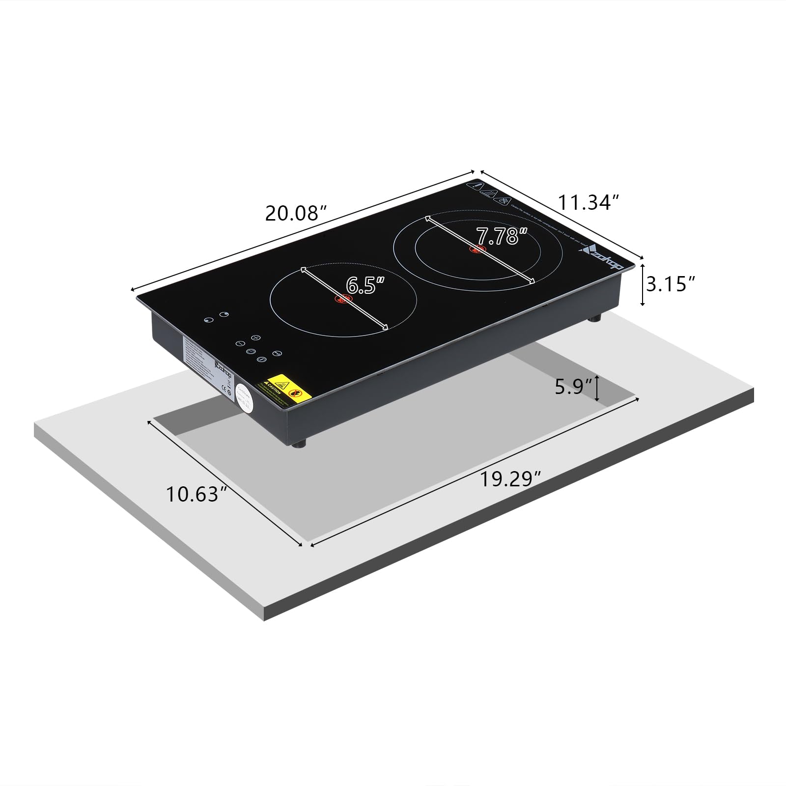 Winado 20 Inch 2 Burner Electric Ceramic Cooktop - 220-240V Flat Top Stove with 9 Heating Levels, Timer, Child Safety Lock & Sensor Touch Control - 3000W for Home Kitchen, RV, Dorm & Small Spaces