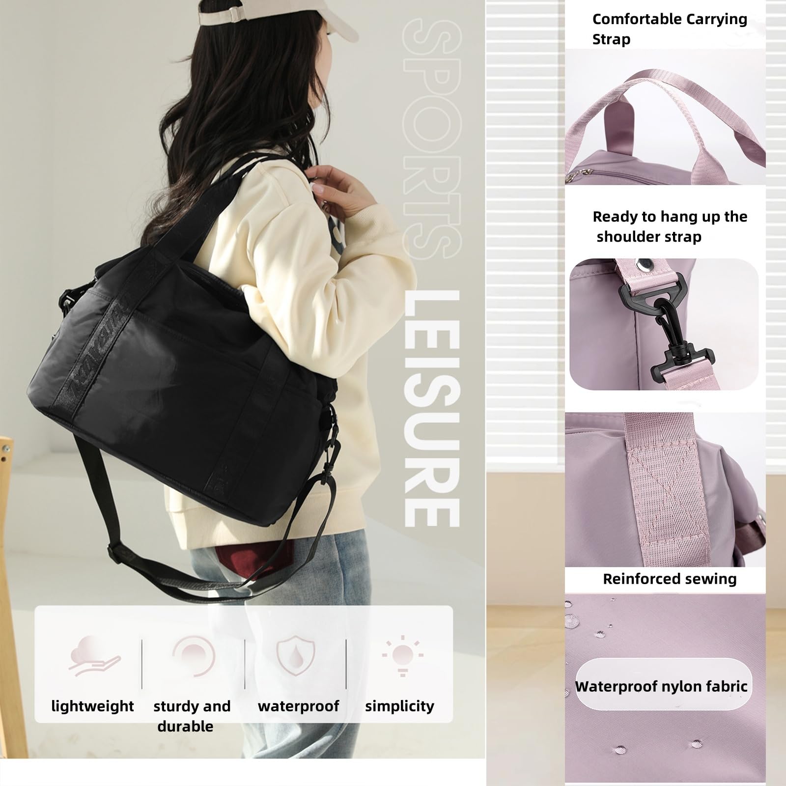 Best Travel Duffle Bag for Women - Lightweight Carry On Tote & Gym Sports Bag - Perfect Weekender Overnight Bag for Travel, Workouts & Weekend Getaways