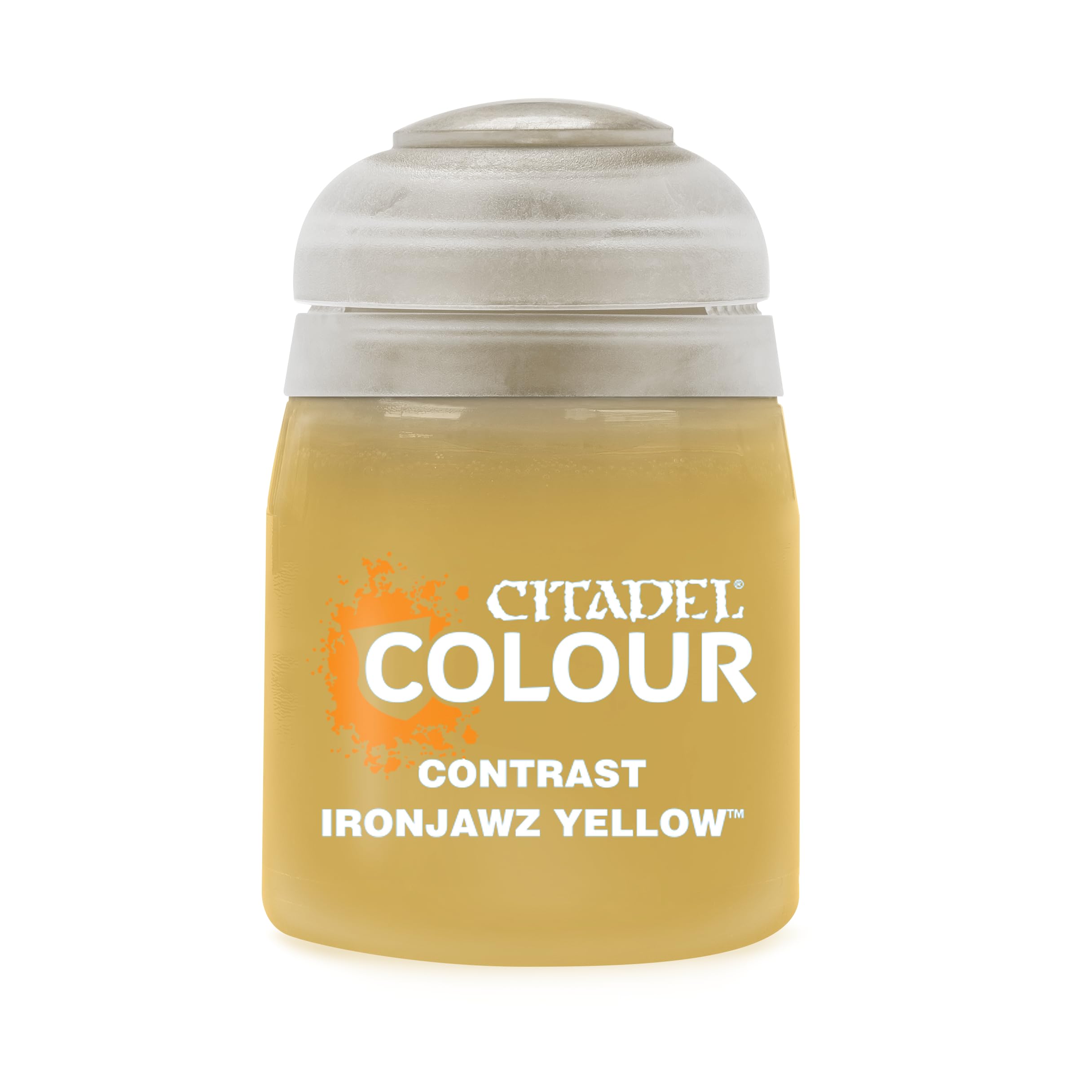 Citadel Contrast Paint - Ironjawz Yellow - 18ml Miniature Paint Pot for Warhammer 40k & Age of Sigmar Models - Fast Shading & Highlighting for Tabletop Gaming