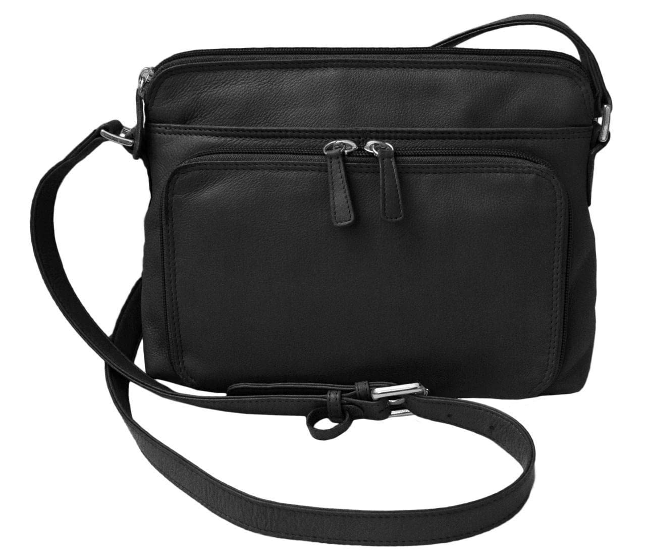 CTM® Women's Genuine Leather Shoulder Bag Purse with Side Organizer Pockets - Stylish Crossbody Handbag for Work, Travel & Everyday Use