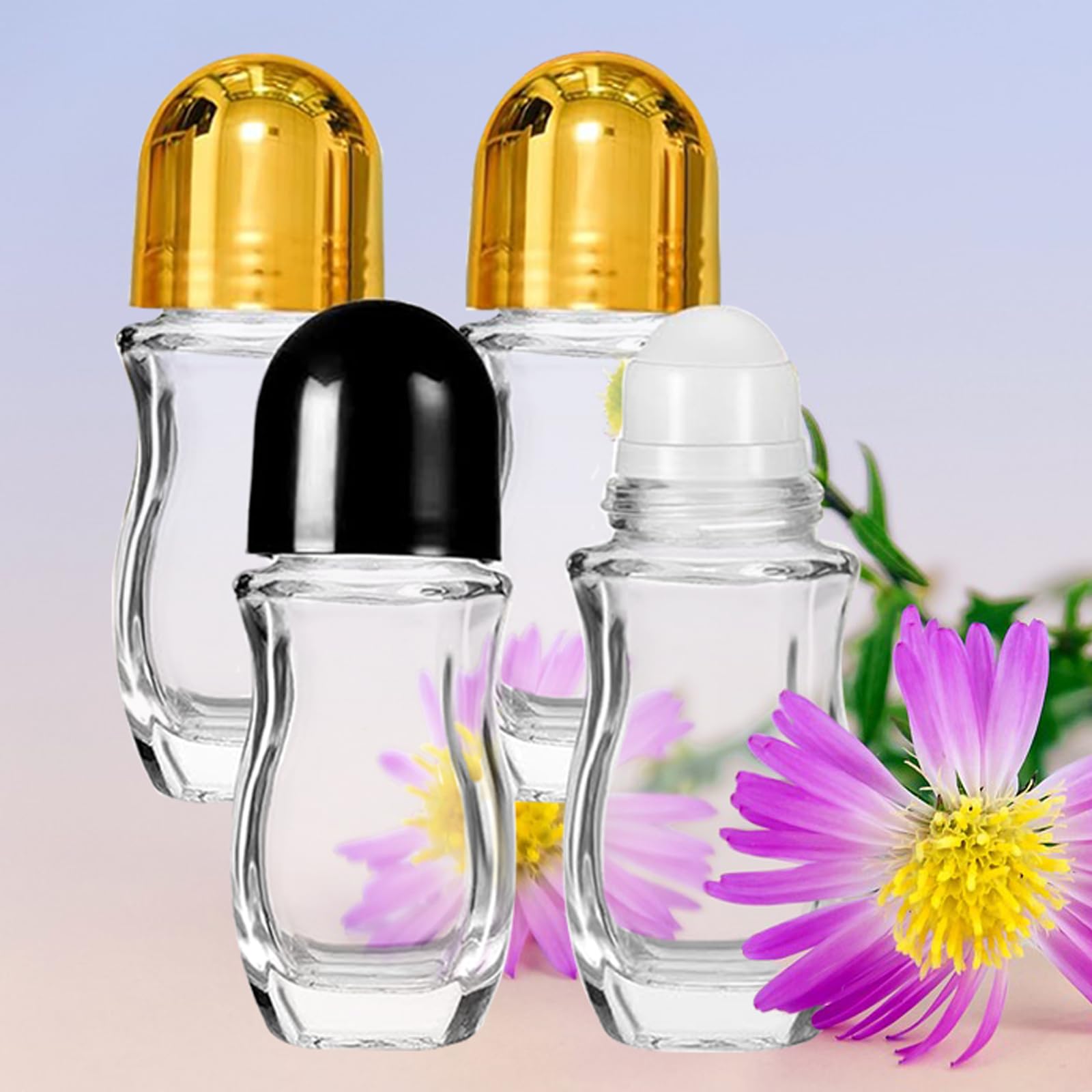 5-Pack Empty Glass Rollerball Bottles (30ml/50ml) - Leakproof Essential Oil Roller Bottles with Plastic Roller Balls for Perfume, Aromatherapy & DIY Cosmetics | Travel-Friendly, Refillable & Reusable for Home, Office & On-the-Go Use