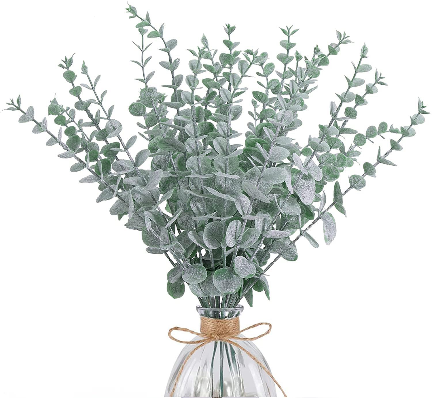 20 Pack Artificial Eucalyptus Stems - Realistic Fake Eucalyptus Leaves for Wedding Party, Home, Office & Garden Decor - Green Faux Greenery for DIY Floral Arrangements & Centerpieces
