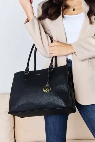 David Jones Structured Leather Handbag for Women - Premium Genuine Leather Tote Bag with Shoulder Strap - Perfect for Work, Travel & Everyday Use