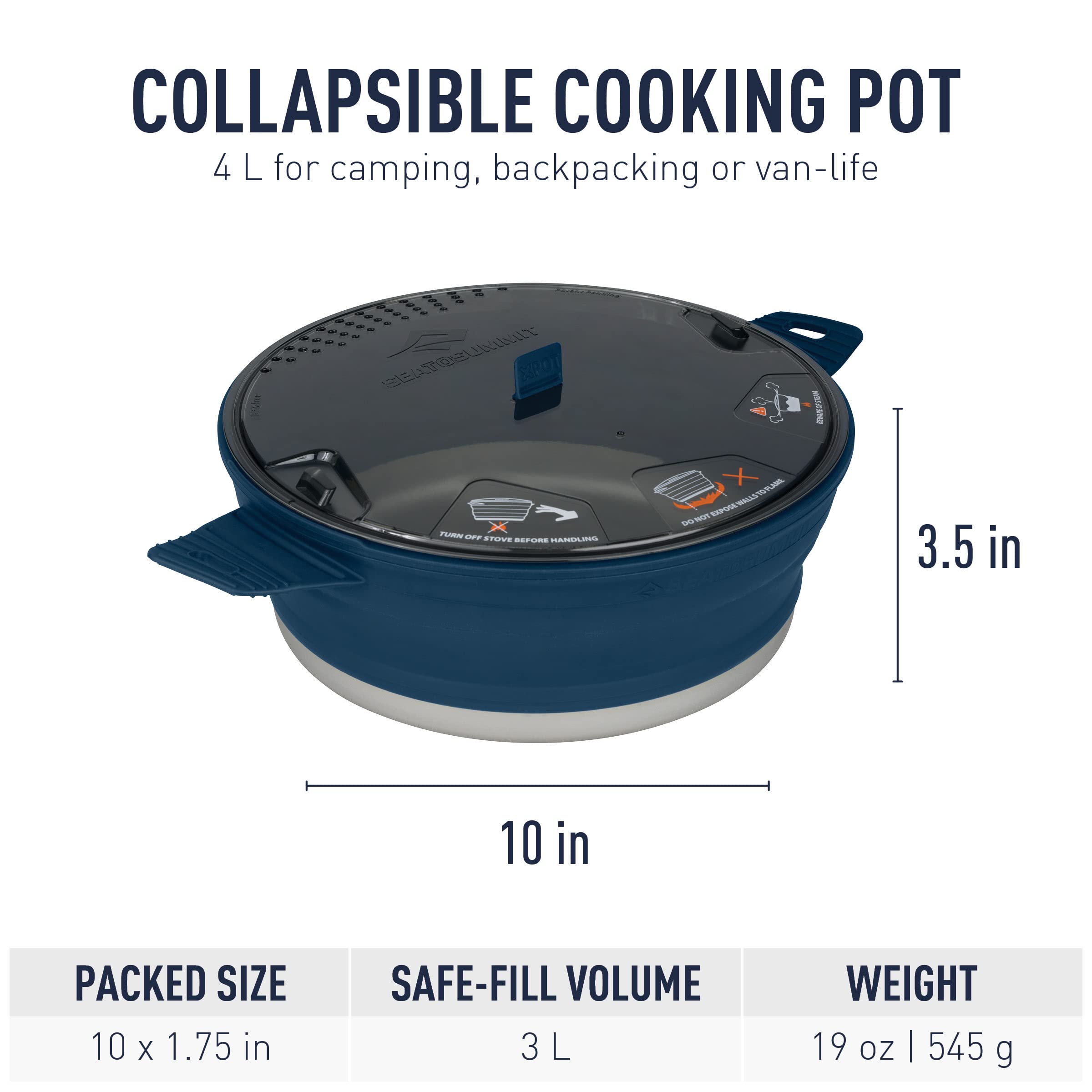 Sea to Summit X-Pot Collapsible Camping Cook Pot - Lightweight Compact Backpacking Cookware for Hiking, Camping & Outdoor Adventures
