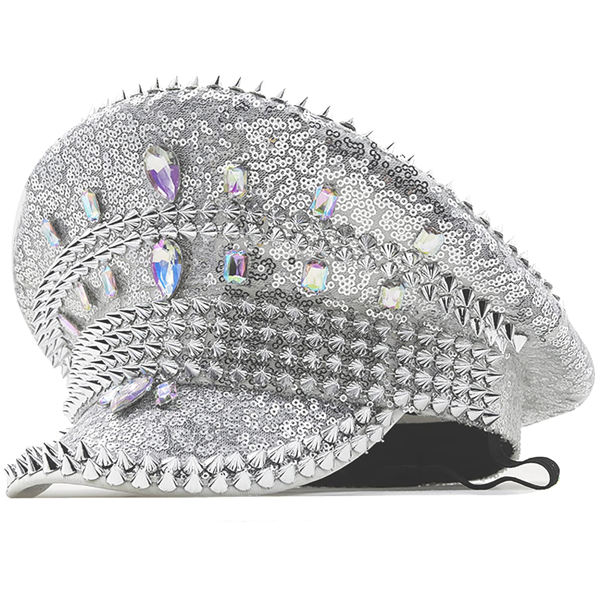 Sparkling Rhinestone Sequin Military Captain Hat for Women - Perfect for Burning Man, Music Festivals & Rave Parties - Glamorous Festival Accessory for Costumes & Nightlife Events