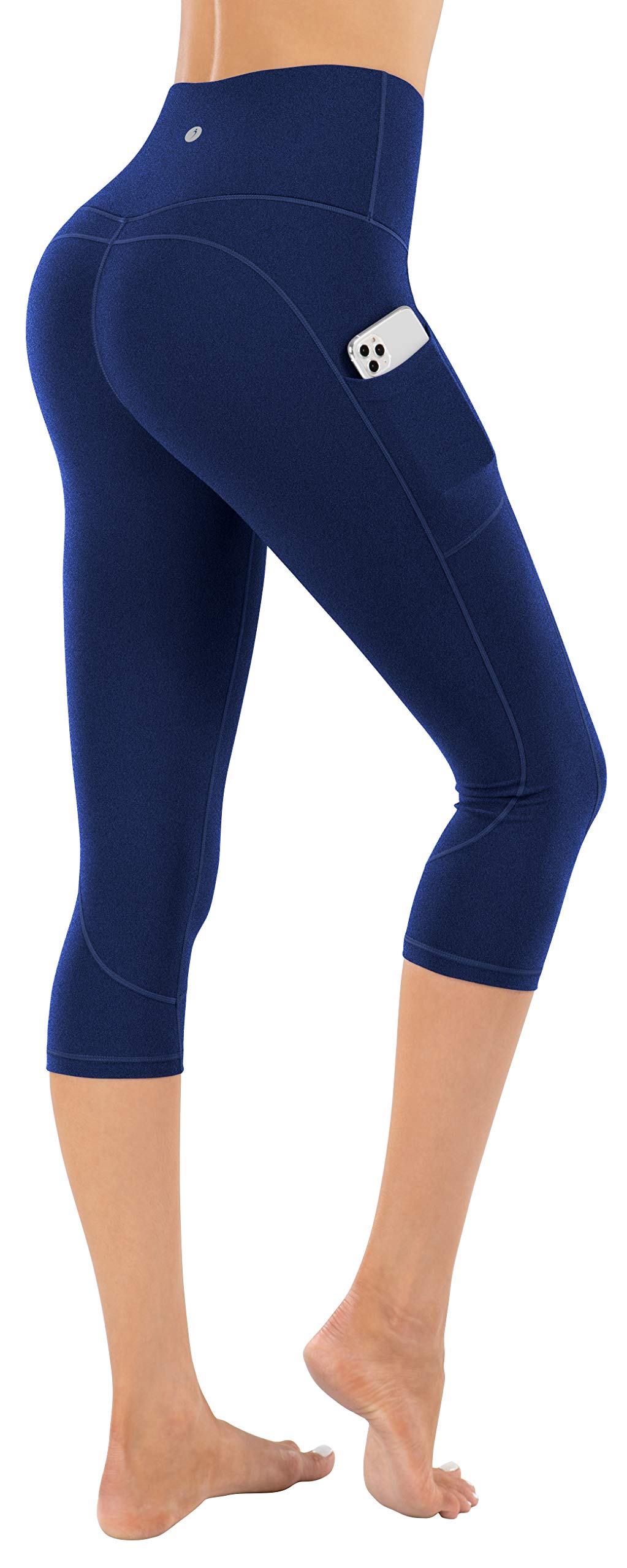 **Espidoo High Waist Women's Yoga Leggings - Soft Stretchy Capri Workout Pants with 3 Pockets, 4-Way Stretch for Running, Gym & Lounge**