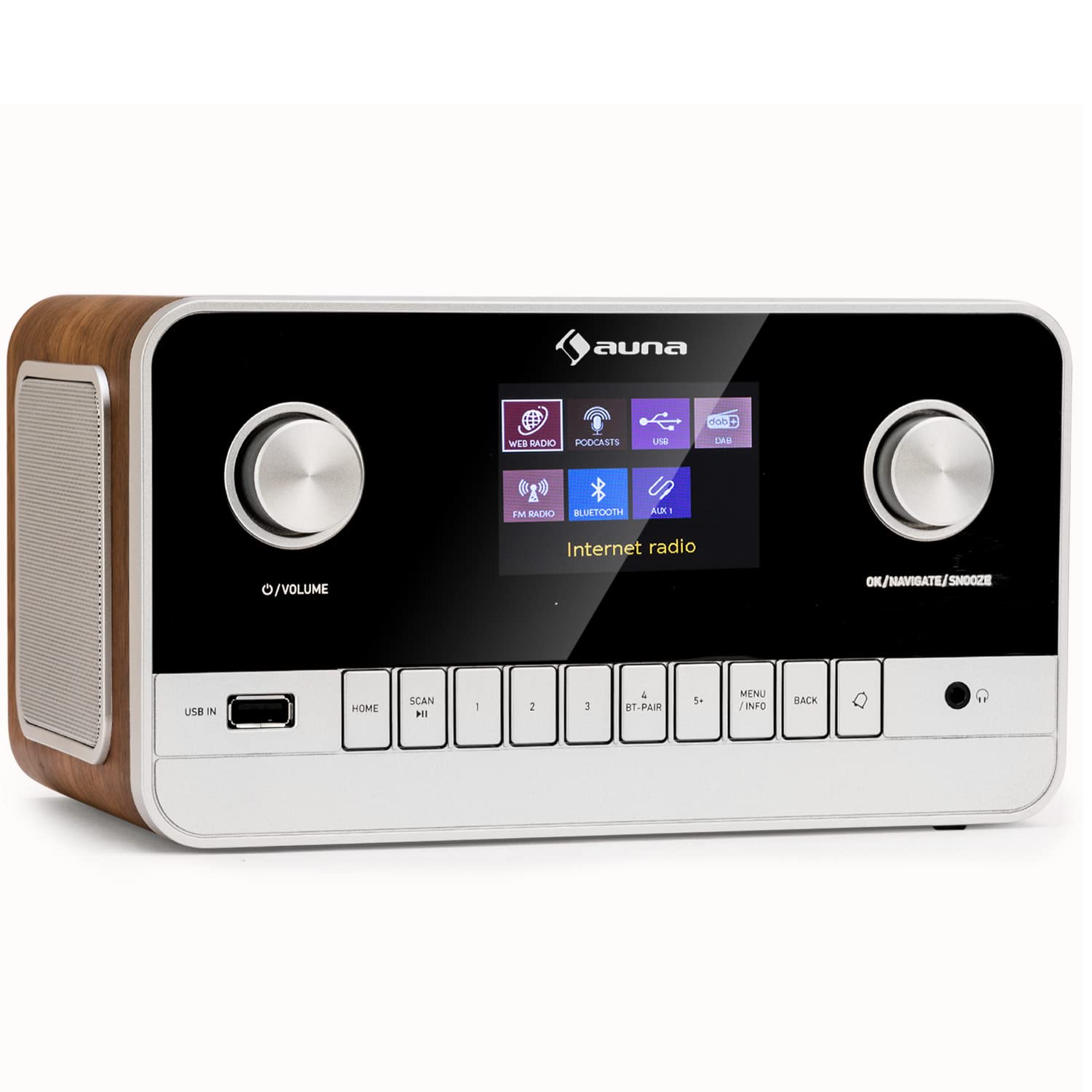 Auna Rechargeable DAB/FM Digital Radio with Bluetooth 5.0 - 15W Stereo Speakers, TFT Display, Streaming Support & Alarm Clock - Portable Wireless Radio for Home, Office, Kitchen, Bedroom and Outdoor Use