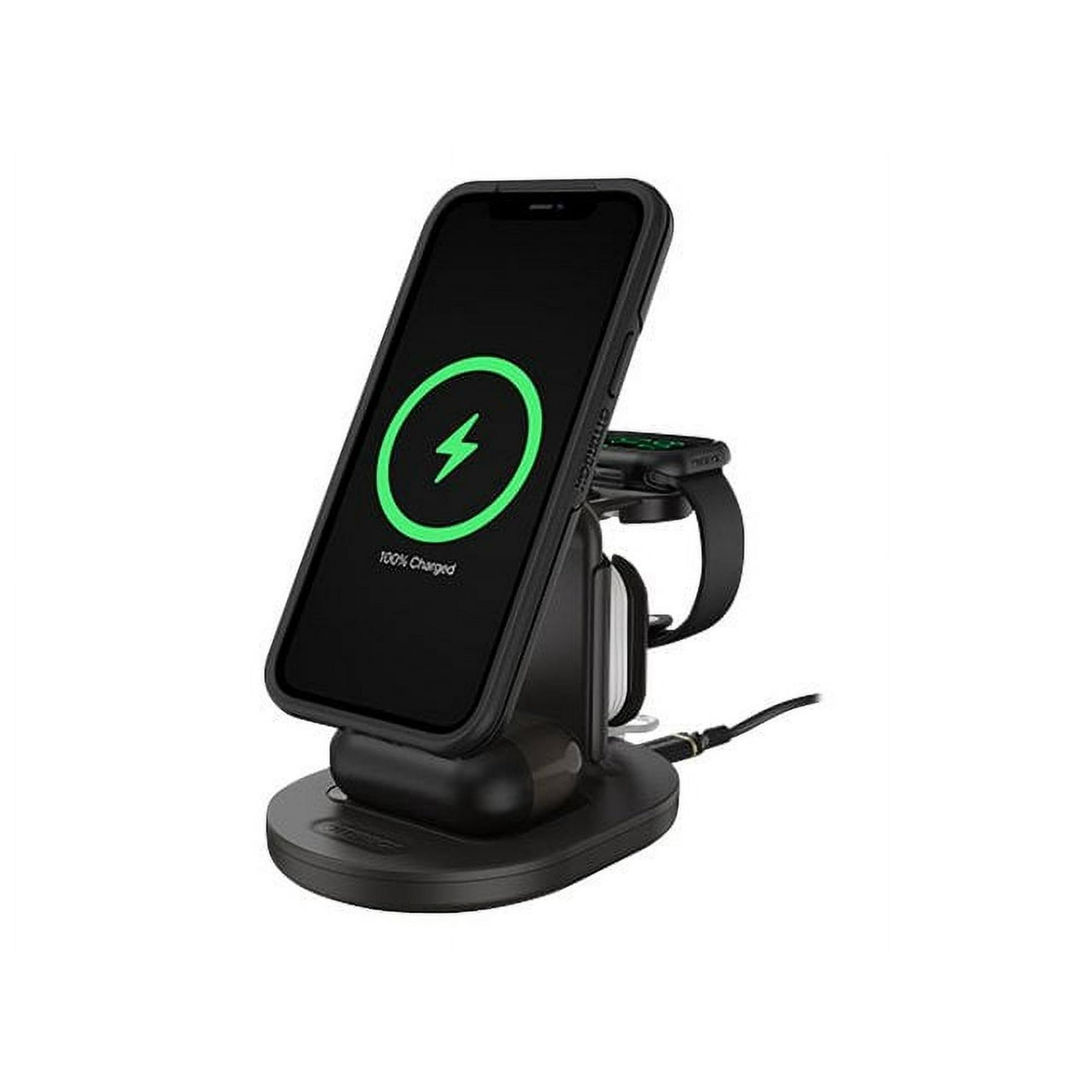 OtterBox 3-in-1 MagSafe Wireless Charging Station for iPhone, Apple Watch & AirPods - Fast Charging Stand for Home & Office - Black