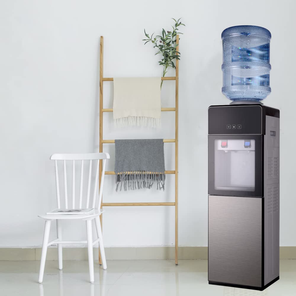 Top Loading Water Cooler Dispenser with Hot & Cold Water - 3/5 Gallon Bottle Capacity, Compressor Cooling System for Home, Kitchen, Office & Dorm | Perfect for Hydration, Coffee & Tea Making