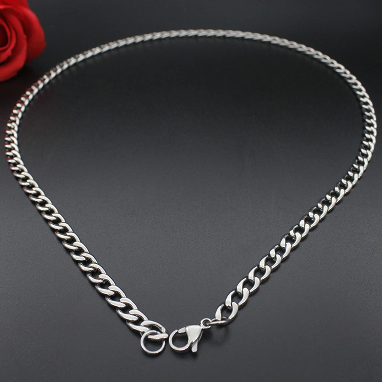 Men's Stainless Steel Cuban Link Chain Necklace - 18K Gold Plated Silver Rope Chain for Men - Perfect for Casual Wear, Hip Hop Fashion & Gift Giving