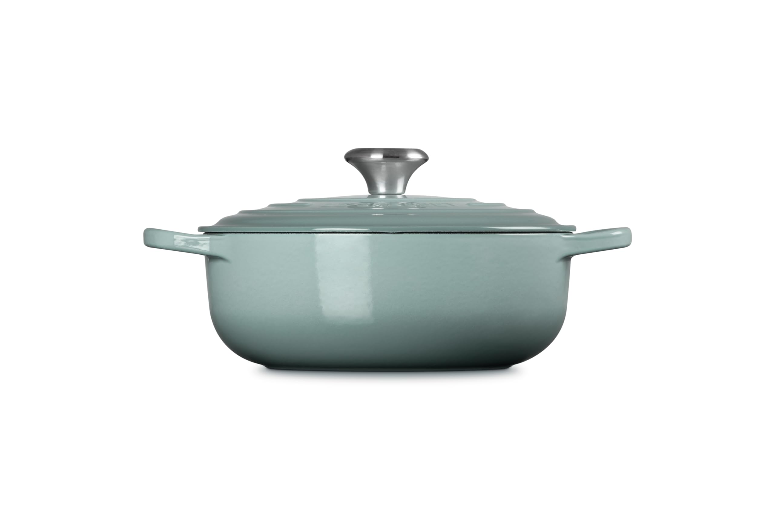 Le Creuset Signature Enameled Cast Iron Round Sauteuse Pan - 3.5 Quart, Sea Salt Blue - Perfect for Sauteing, Braising & Slow Cooking - Stovetop to Oven Safe - French Oven for Home Chefs