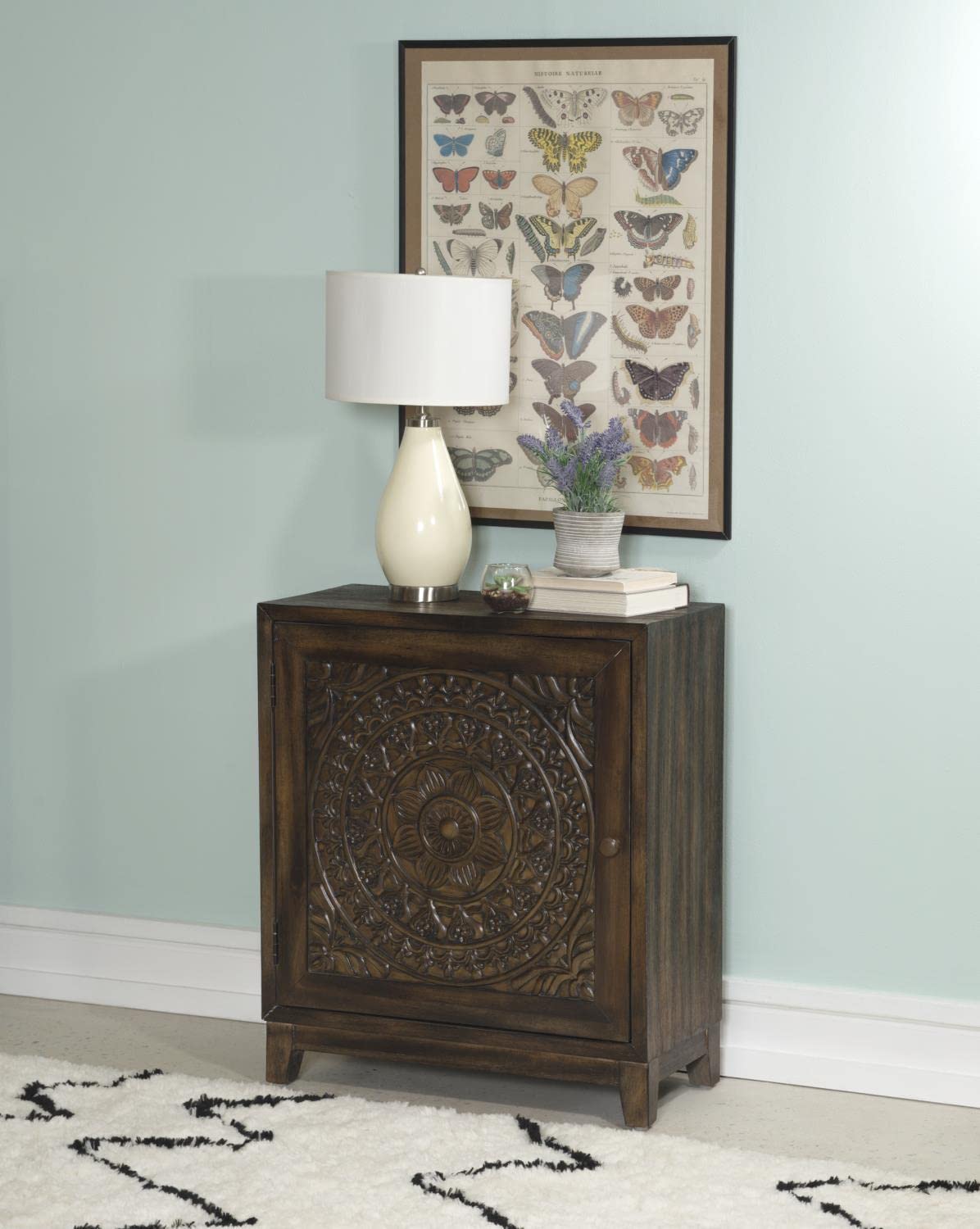 Powell Furniture Grace Accent Cabinet - Dark Brown Wood Side Table for Living Room, Bedroom & Entryway Storage