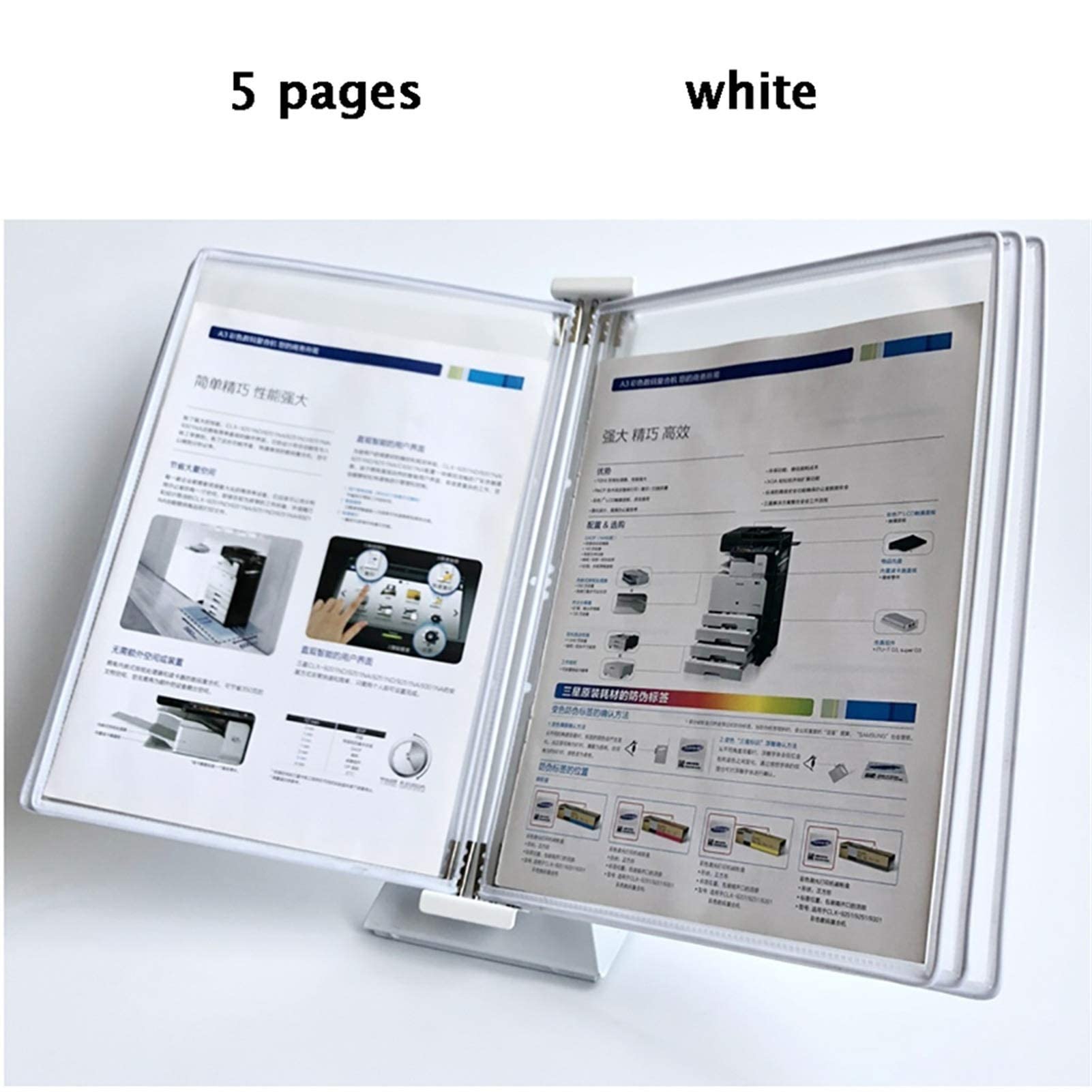 White 5-Panel Wall Mounted File Organizer for Desk - A4 Document Reference Rack Holds 10 Sheets | Perfect for Office, Home & Classroom Organization | Space-Saving Wall Hanging Storage Solution