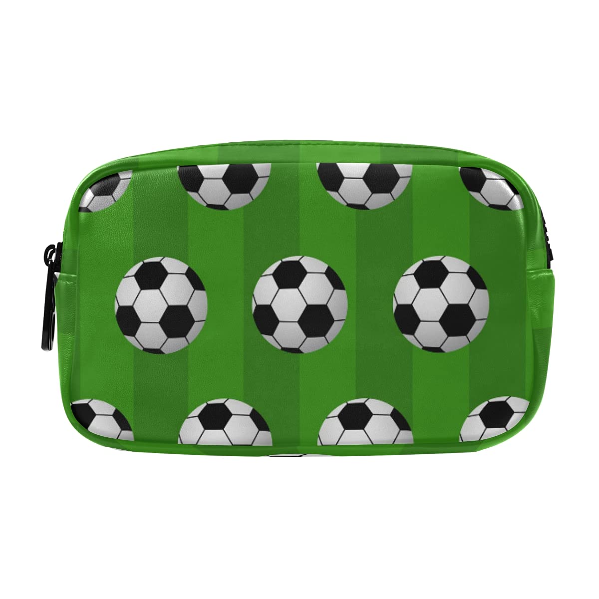 Portable Waterproof Cosmetic Bag for Travel - Soccer Ball Pattern Makeup Brush Organizer & Toiletry Pouch - Perfect for Girls' Makeup Storage, Gym Essentials, and Sports Travel Accessories