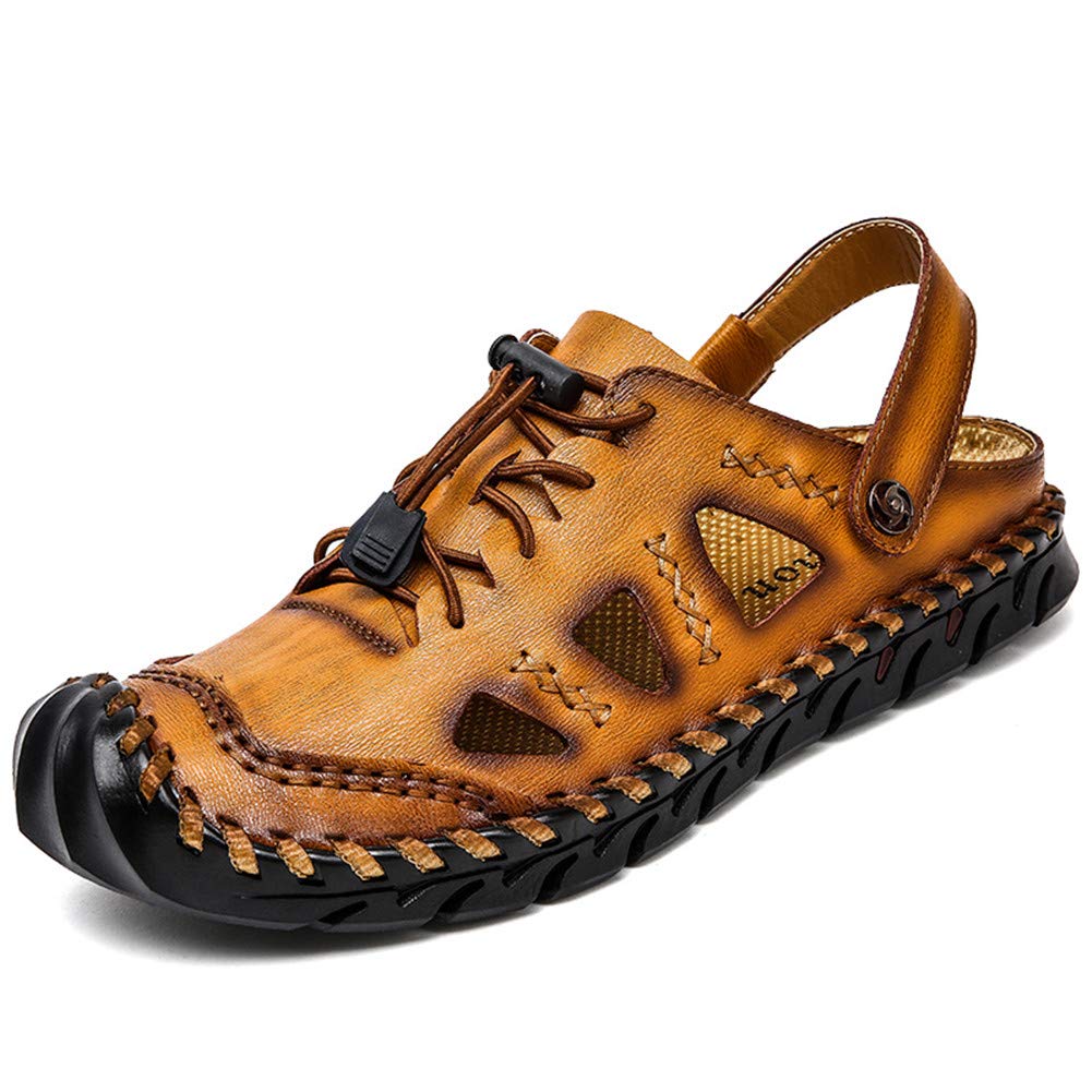 MizHome Men's Anti-Collision Toe Sandals - Slip-On Outdoor Hiking Shoes with Arch Support - Lightweight & Comfortable for Walking, Camping, and Beach Activities