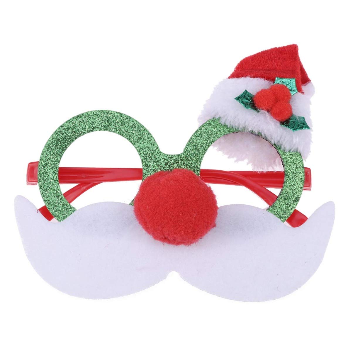NUOBESTY Santa Hat Sunglasses for Kids - Christmas Party Novelty Glasses, Costume Eyewear with No Lenses - Perfect for Xmas Celebrations, Holiday Photos & Festive Costume Parties