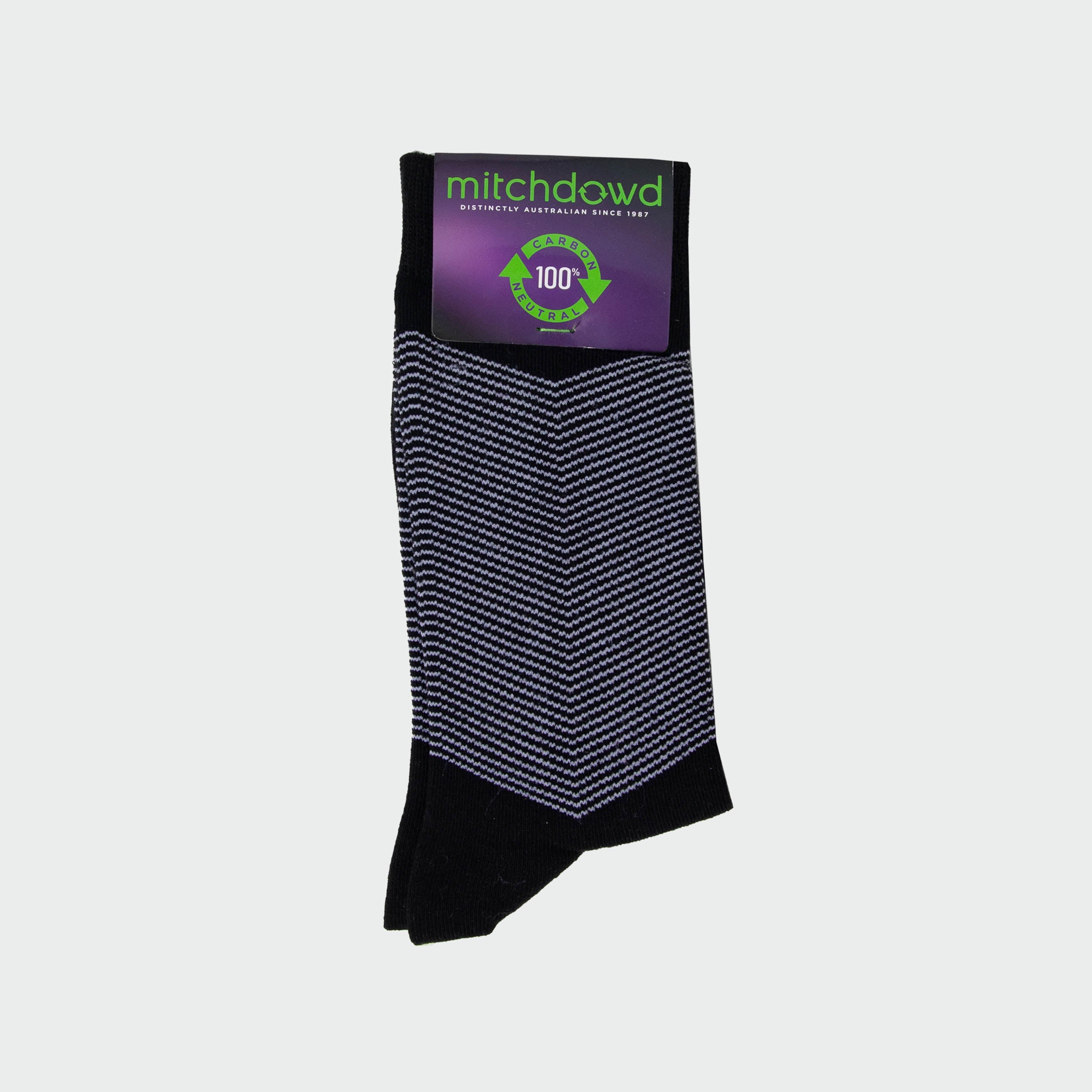 Men's V Stripe Cotton Crew Socks - Black | Comfortable & Breathable Casual Socks for Everyday Wear, Work, Gym & Sports