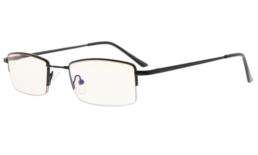 Eyekepper Memory Titanium Bridge Computer Glasses - 50% Blue Light Blocking, Amber Tinted Lenses for Reading & Digital Screen Use - Perfect for Office Work, Gaming & Nighttime Reading