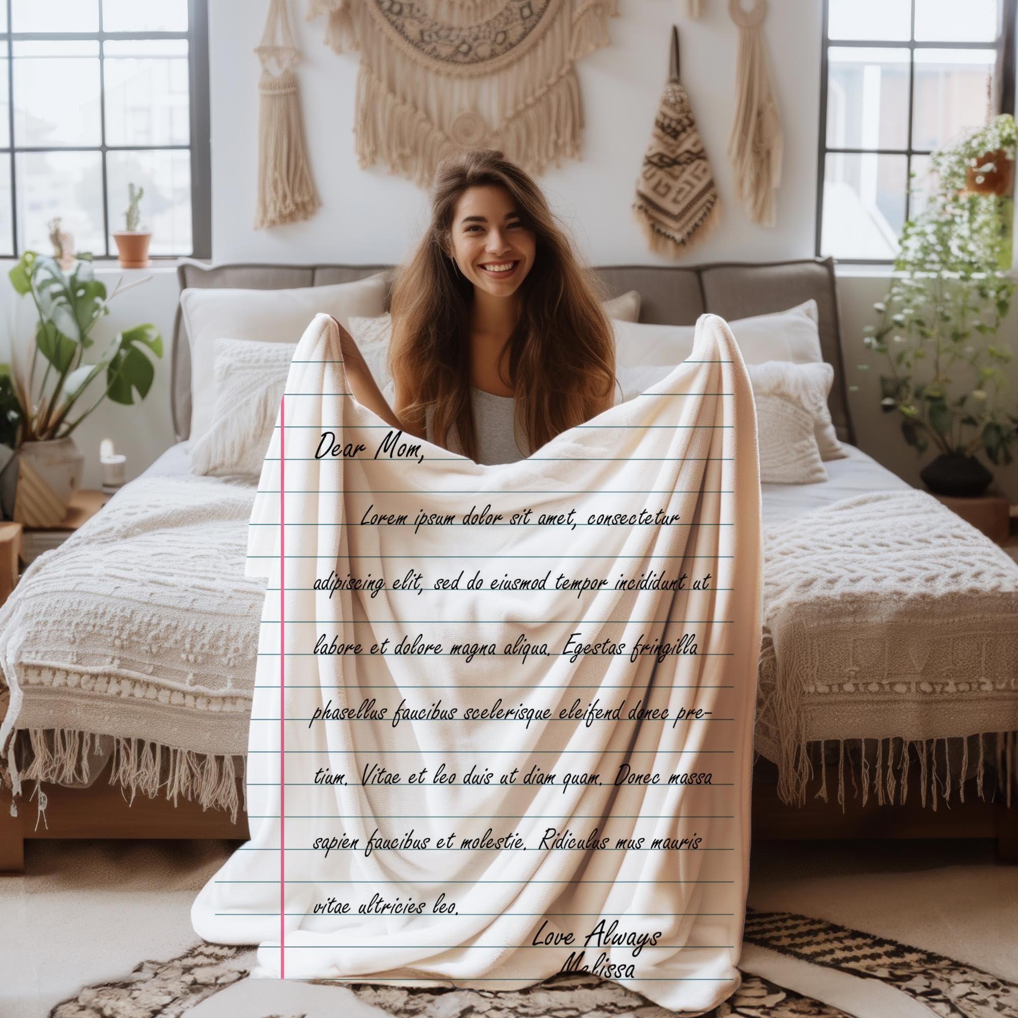 Custom Letter Blanket with Personalized Text - Perfect Gift for Christmas, Valentine's Day & Mother's Day | Cozy Personalized Throw Blanket for Couples, Family & Home Decor