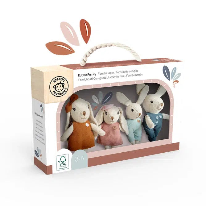 Speedy Monkey & Rabbit Family Plush Toys - Soft Stuffed Animals for Kids, Perfect for Cuddling, Playtime, and Nursery Decor