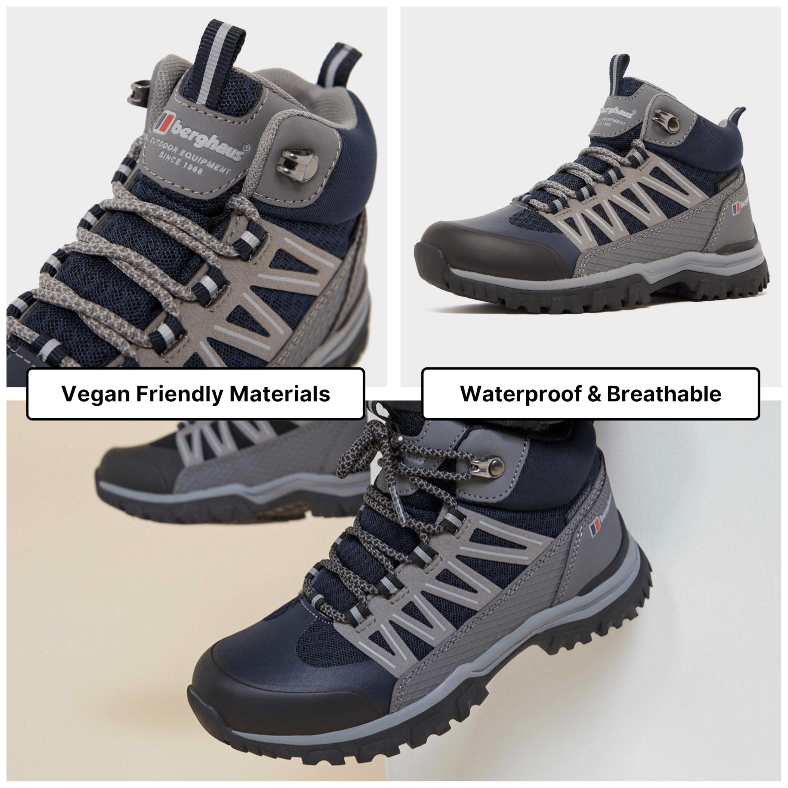 Berghaus Kids’ Explorer Mid Hiking Boots - Waterproof, Breathable & Lightweight with High Traction Sole | Durable Vegan-Friendly Outdoor Footwear for Boys & Girls | Perfect for Hiking, Trekking & Adventure Activities