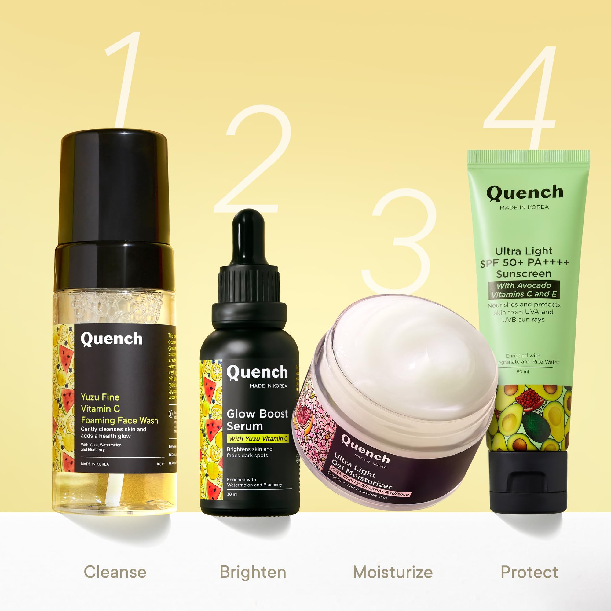 Quench Vitamin C Glow Boost Face Serum with 5% Ethyl Ascorbic Acid | Brightening Serum for Dark Spots & Uneven Skin Tone | Highly Stable & Non-Irritating | Korean Skincare | Perfect for Morning Routine & Night Care (30ml)