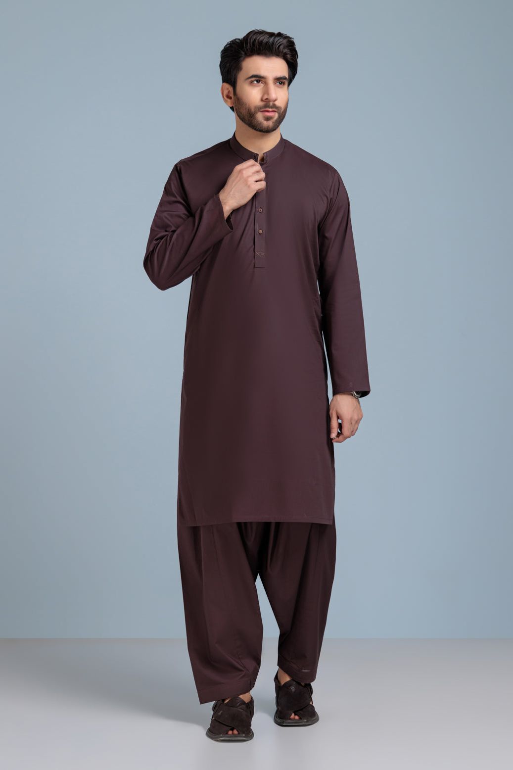 Premium Blended Coffee Kurta Shalwar Set - Traditional Pakistani Outfit for Men & Women - Perfect for Eid, Weddings & Special Occasions