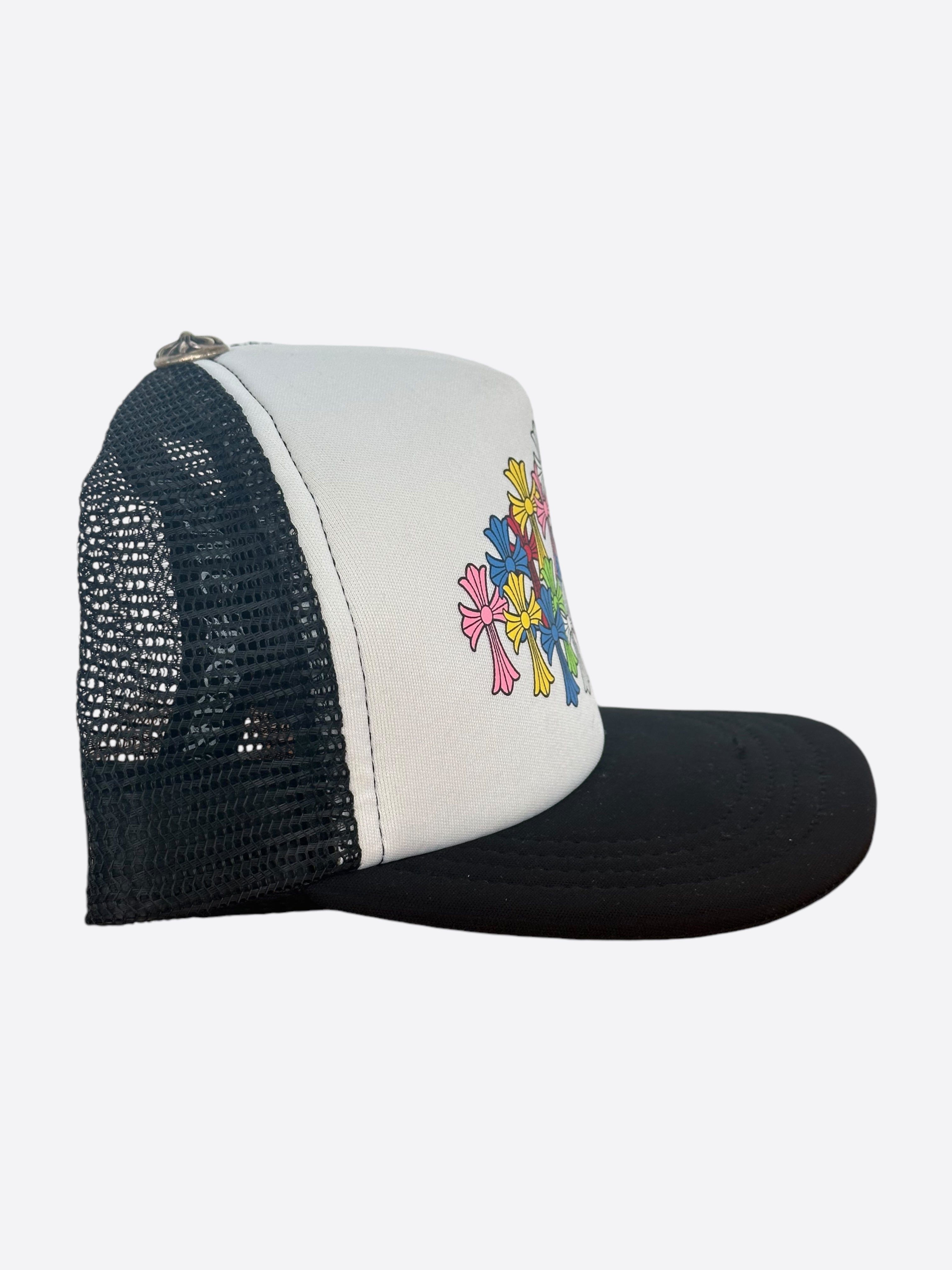 Chrome Hearts Black & White Multicolor Cross Trucker Hat - Stylish Unisex Baseball Cap for Men & Women - Perfect for Streetwear, Hip Hop Fashion & Outdoor Activities
